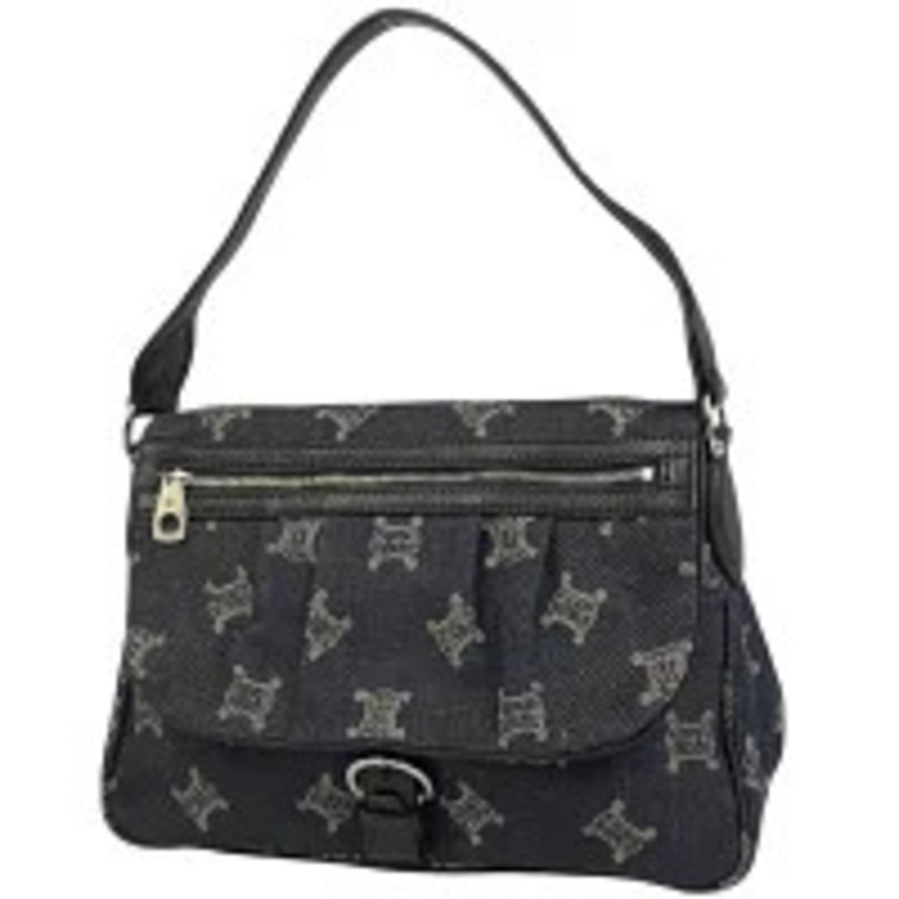 Celine Paris Macadam Shoulder Bag Handbag Denim Black
